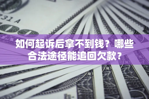 武汉如何起诉后拿不到钱？哪些合法途径能追回欠款？